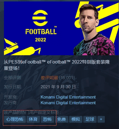 来自“阴间”的《实况足球2022》,成了Steam上的差评之王