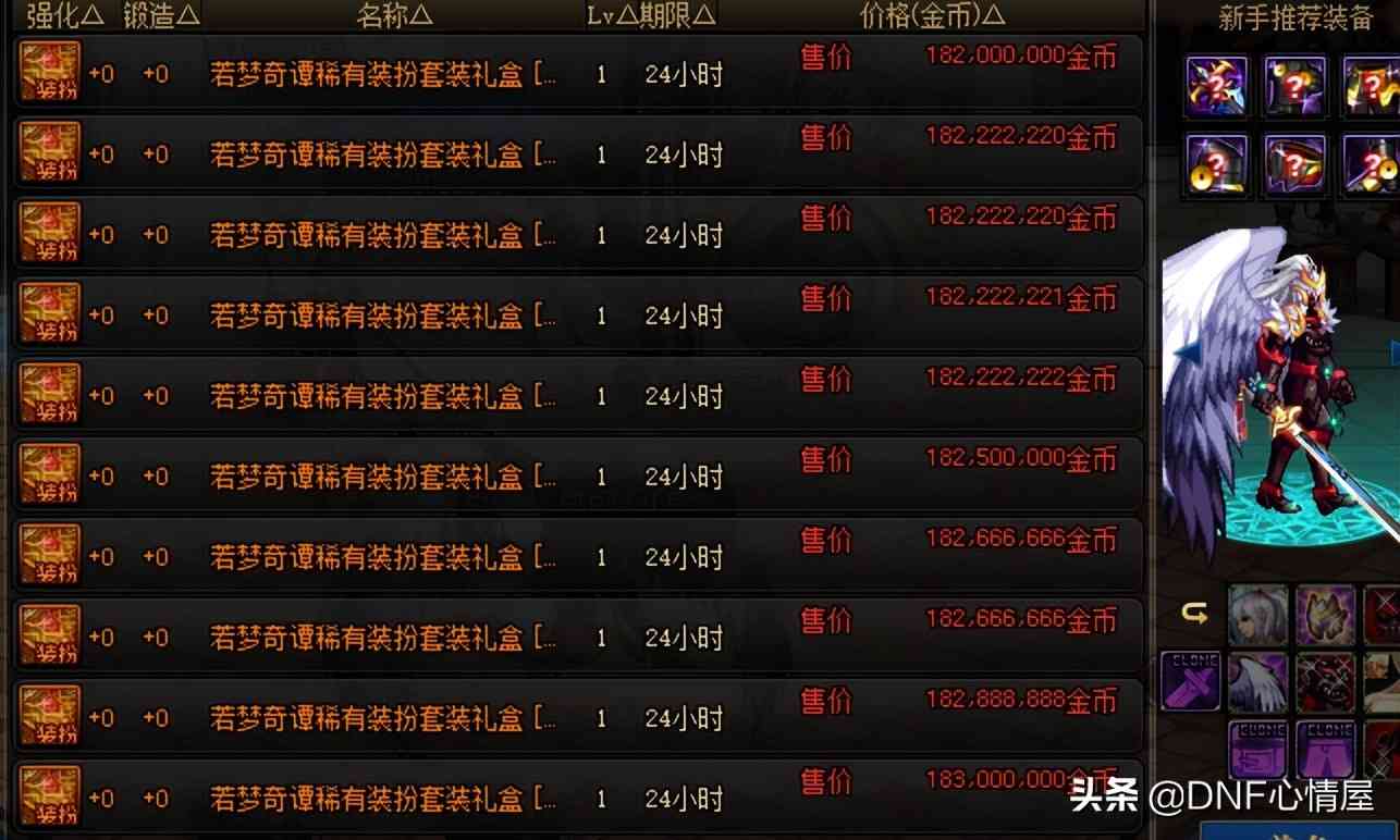 DNF:五一耕耘道具开服物价!至尊装扮1.8亿金币,稀有光环320W